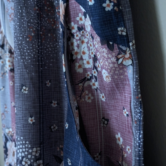 Floral Blue and Pink Wide Leg Romper - Picture 9 of 9